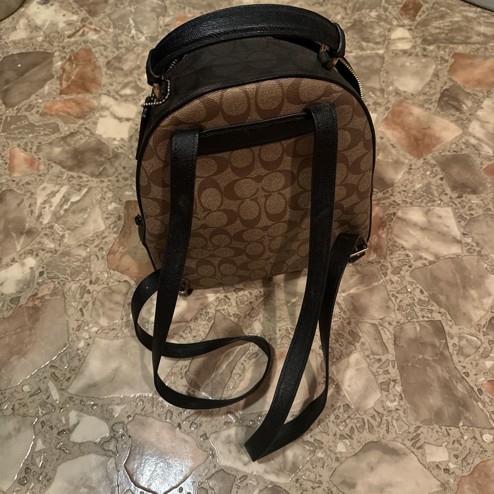 Coach Signature Tan and Black Backpack - Picture 5 of 7